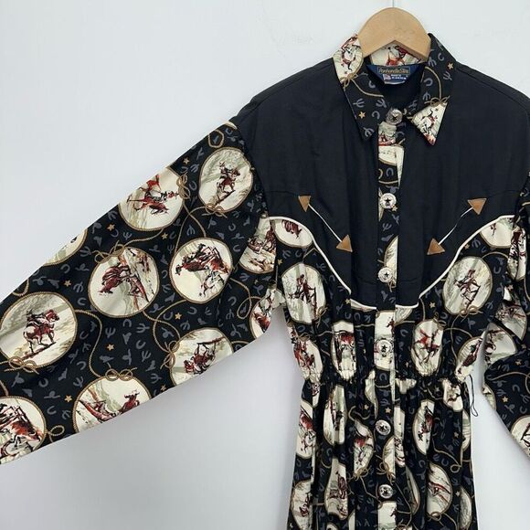 Panhandle Slim Women’s Vintage Western Cowboy Horse Equestrian All Over Print Bu - Picture 11 of 16